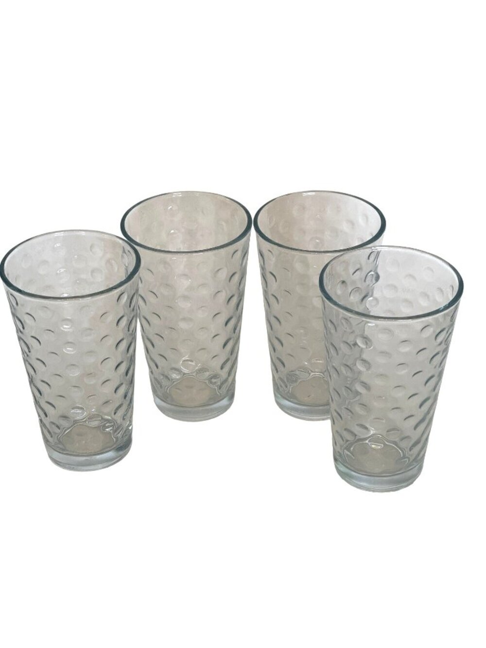 Vintage Bubble Coin Dot Tumbler Libbey Glass Embossed 16oz Set of 4 (8 available